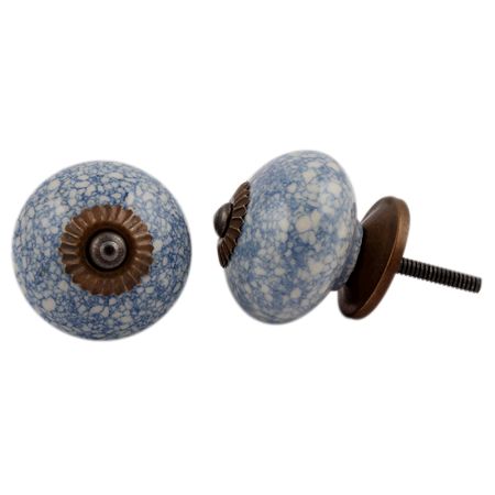Slate Blue Crackle Ceramic Drawer Knob